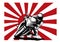 Japanese motorcycle yakuza gangs with flag of rising sun vector