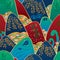 Japanese mountain 4 season seamless pattern