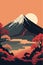 Japanese mountain landscape background, mount fuji japan vector background