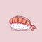 Japanese nigiri sushi with prawn Ebi sushi rice illustration vector.