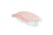 Japanese Nigiri sushi with raw rockfish fillet isolated on white background.