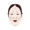 Japanese noh mask of onna face, woman head with emotions. Japan kabuki theater character for Asian folk festival