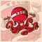 Japanese octopus chef hanging Ramen Noodle mascot esport logo design illustrations vector template, Cute Squid logo for team game