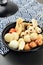 Japanese Oden. Vegetables, Fish Dumplings Skewers Soup