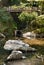 Japanese ornamental pond with bridge