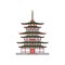 Japanese pagoda building pavilion cartoon sketch vector illustration isolated.