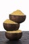 Japanese panko bread in crumbs in three wooden bowls - Healthy food