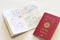 Japanese passport and visas on the passport