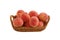 Japanese peach in wooden basket