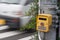 Japanese pedestrian control signal as a car passing by