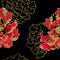 Japanese peony flowers embroidery with sequins and beads for print