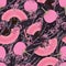 Japanese pink fan cherry seamless pattern
