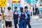 Japanese police officers questioning suspect