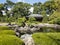 Japanese pond and traditional house