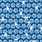 Japanese rabbit flower modern twist blue seamless pattern