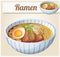 Japanese ramen soup Cartoon vector icon