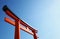 Japanese red torii main gate at shrine in Kyoto