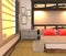 Japanese Room interior, Bed room design. 3D rendering