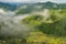 Japanese rural landscape of rice farms in high mountains