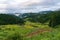 Japanese rural landscape with rice paddy terraces