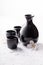 Japanese sake as traditional alcohol. Traditionally served sake in ceramics