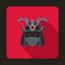 Japanese samurai mask icon, flat style