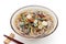 Japanese Sansai soba noodles in a bowl
