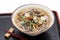 Japanese Sansai soba noodles in a bowl