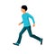 Japanese schoolboy running profile view vector isolated figure