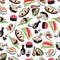 Japanese seafood cuisine seamless pattern