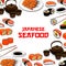 Japanese seafood sushi fish sashimi vector poster