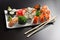 Japanese seafood sushi , rolls and chopstick