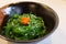 Japanese Seaweed Saladâ€‹ inâ€‹ theâ€‹ blackâ€‹ blowâ€‹ toppingâ€‹ withâ€‹ whiteâ€‹ sesame andâ€‹ shrimp eggs.