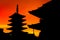 Japanese Senso-ji Temple Silhouette During Sunset