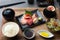 Japanese shashimi set with rice