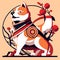 Japanese Shiba Inu in traditional clothes. Vector illustration in flat style generative AI