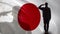 Japanese soldier silhouette saluting against national flag, brave sergeant