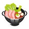 Japanese soup with sliced pork color icon