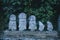 Japanese stone buddhas sculptures old in Kyoto road