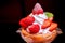 Japanese strawberry cream dessert ice cream with icing and cake