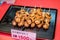 Japanese street food close up Grilled Oysters with wooden sticks