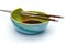 Japanese style bowl with soya sauce and chopsticks