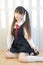 Japanese style cute school girl indoor home woman