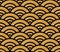 Japanese style golden seamless pattern background image round curve cross scale wave