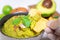 Japanese style of Maxican avocado guacamole with chips wasa