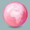 Japanese-style Pink Earth Internet Vector Icon with Blue Background