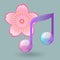 Japanese-style sakura and musical vector icons with blue background