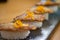Japanese style sushi fried goose liver