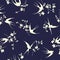 Japanese style swallow seamless pattern,