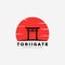 Japanese sunset torii gate icon logo vector illustration design